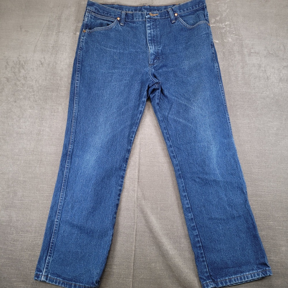 Wrangler 936PWD Men's‎ Blue Denim Jeans Actual Size 36x29 Straight Leg